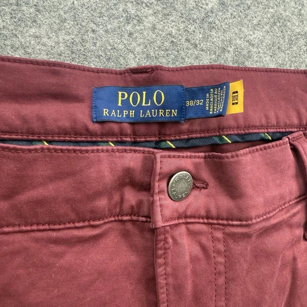 Polo Ralph Lauren Varick Slim Straight Pants Mens 38x32 Burgundy Red Chino